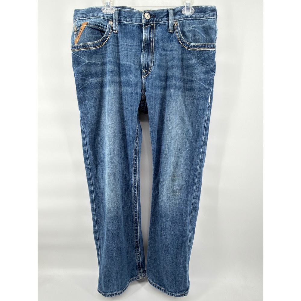 Ariat M4 Relaxed Boot Cut Jeans Mens 38x32 Blue Denim Rugged Western Wear